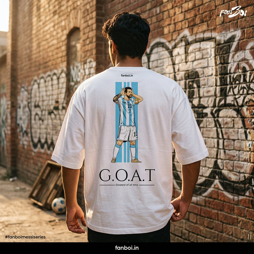Messi Series - G.O.A.T white realistic model tee