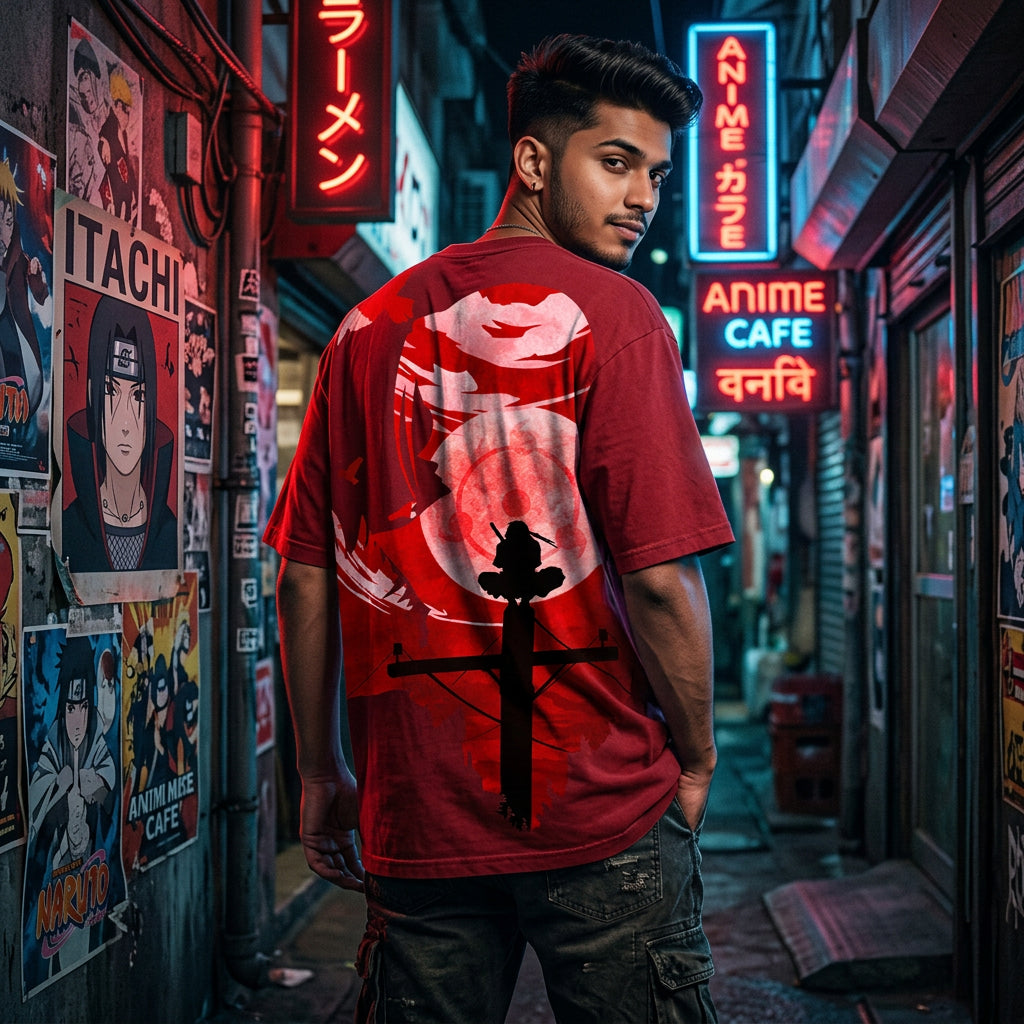 Itachi Uchiha red realistic model tee